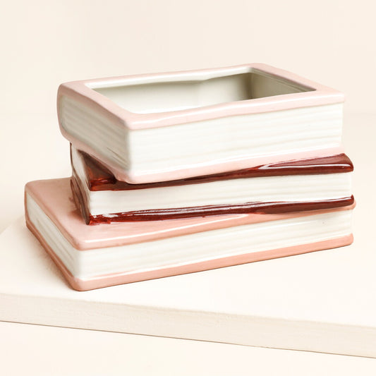 Stack of Books Ceramic Planter – Love Story Edition