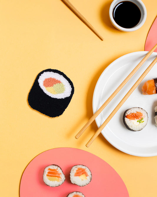 Handmade Sushi Punch Needle Coaster Roll Sushi