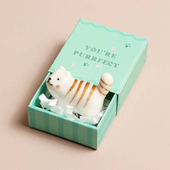 Tiny Matchbox Ceramic Token: Cat - Forever After Boutique