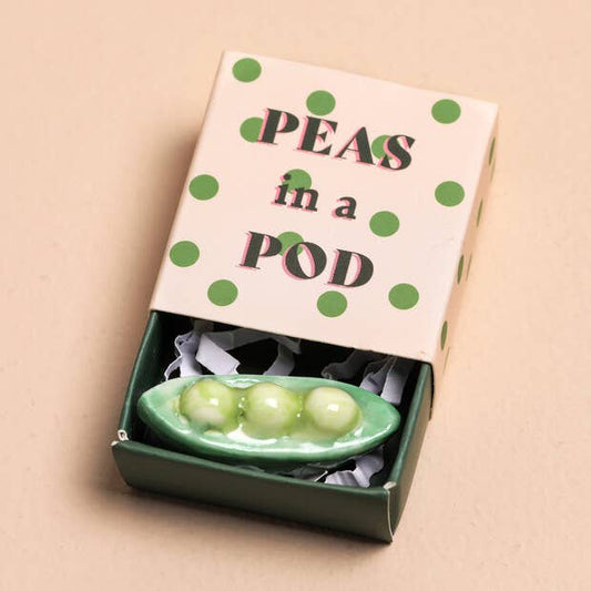 Tiny Matchbox Ceramic Token: Peas in a Pod - Forever After Boutique