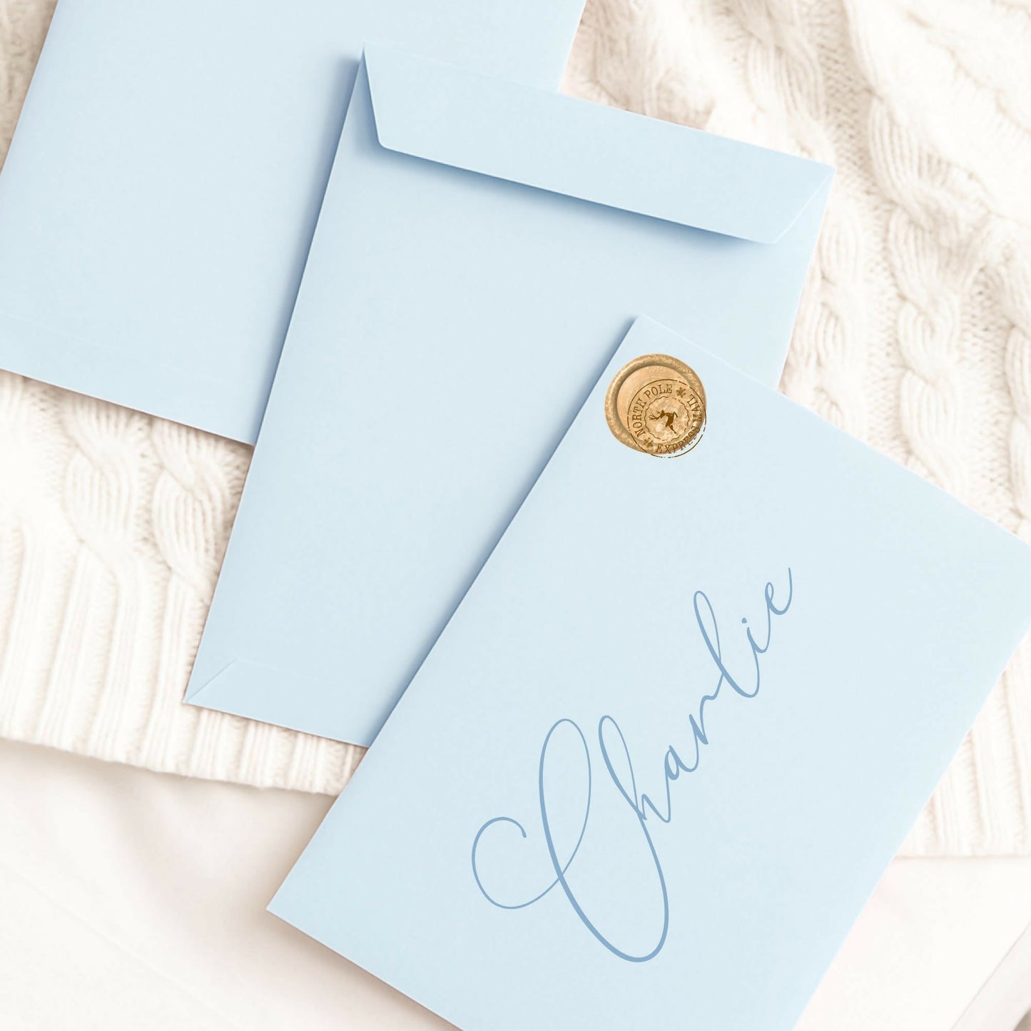 First Christmas letter with envelope - blue bear