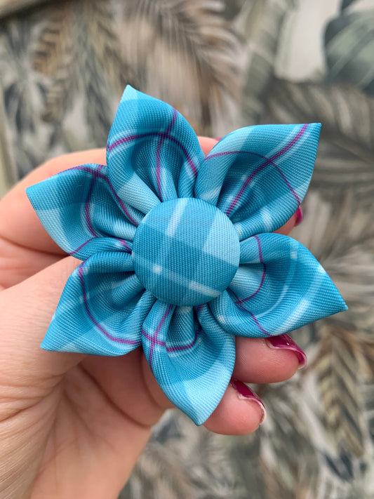 Flower Collar Accessory Turquoise Tartan
