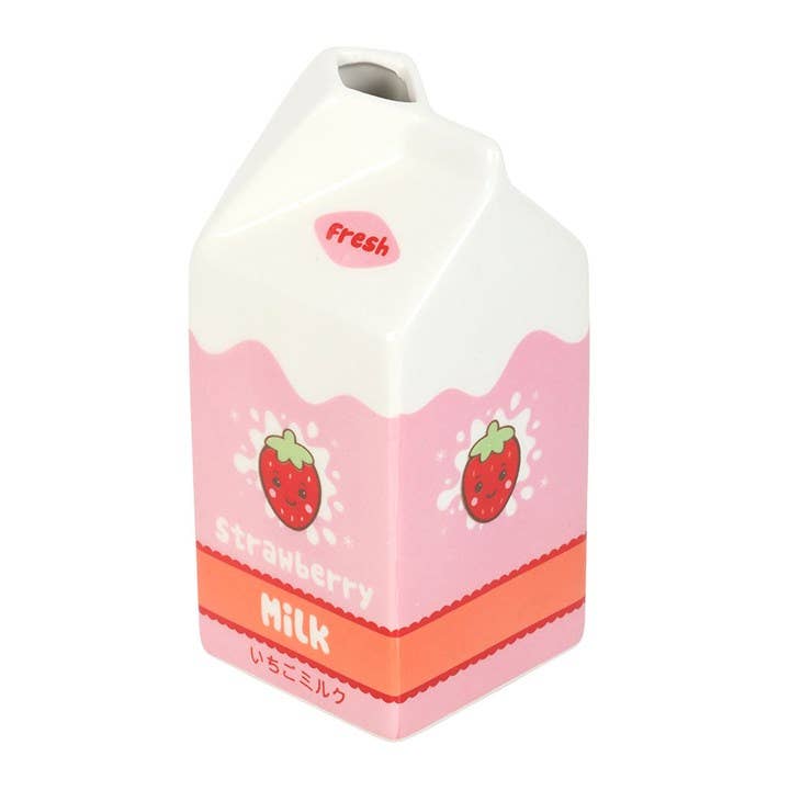 Flower Vase: Strawberry Milk sweet kawaii drink carton