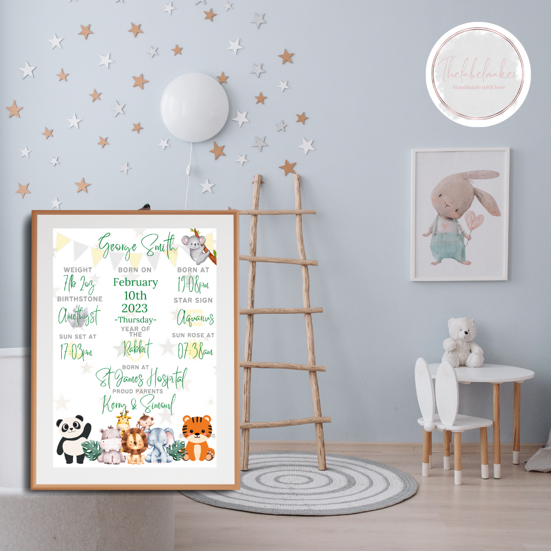 Safari The Day I Was Born Birth Print