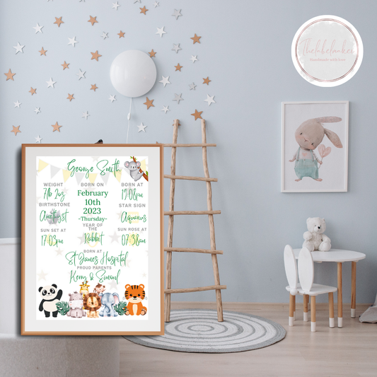 Safari The Day I Was Born Birth Print
