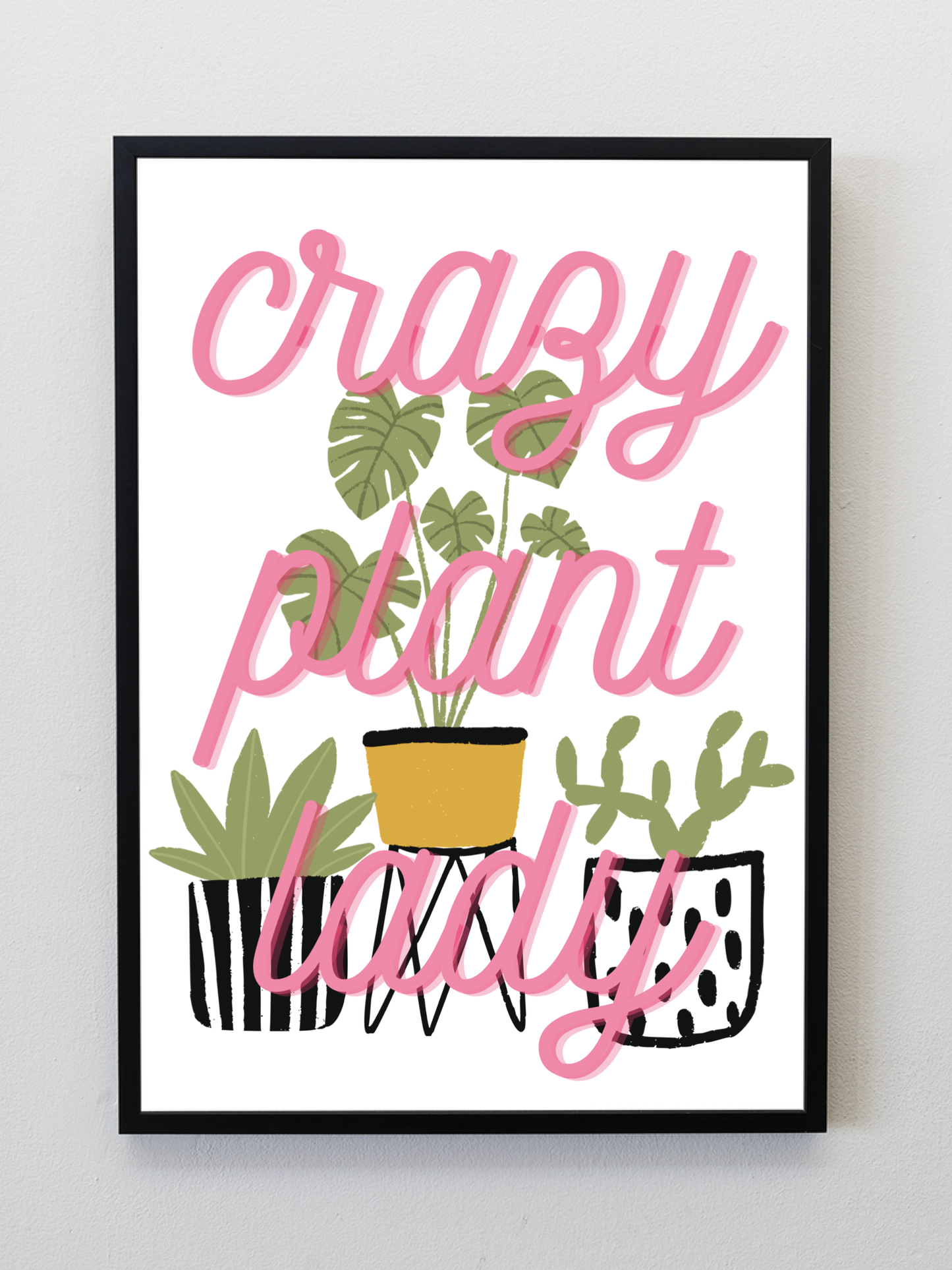 Crazy plant lady print Wall Art: A4