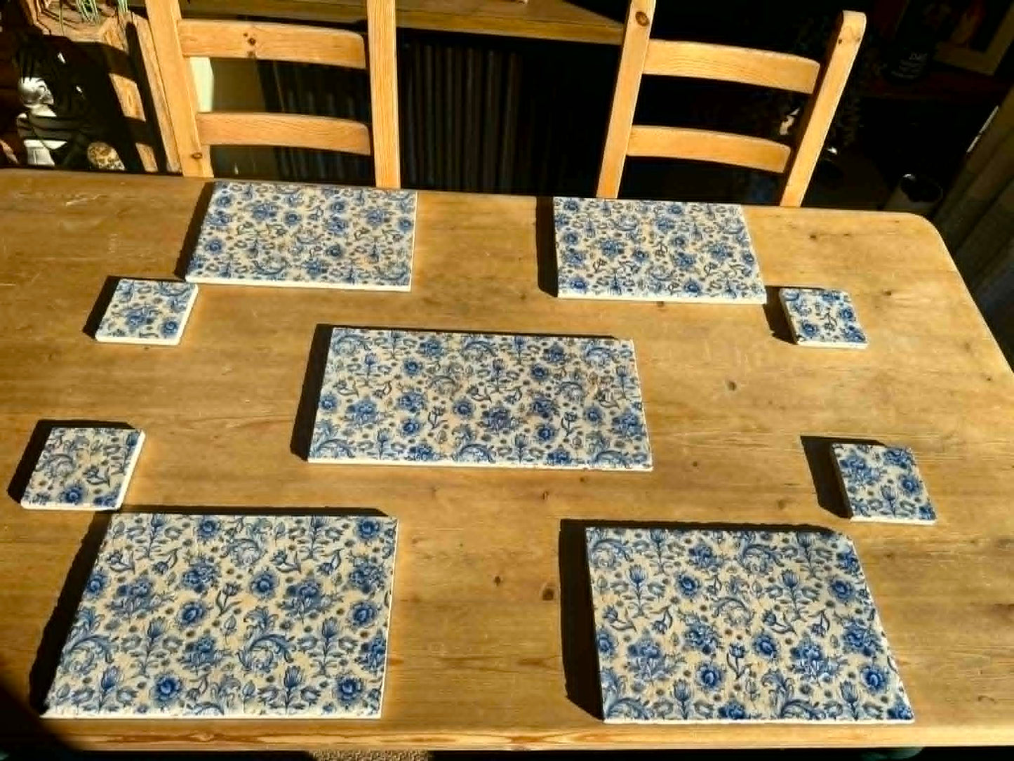 Natural Stone Placemat & Coaster Set (2–8) | Handmade Heat Resistant