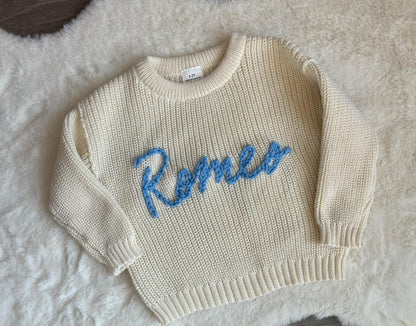 Personalised Hand Embroidery Children's Knitted Jumper
