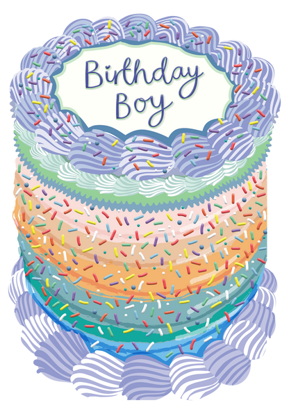 Birthday Boy Cake Shaped Greeting Card – Sprinkle Birthday Card for Him
