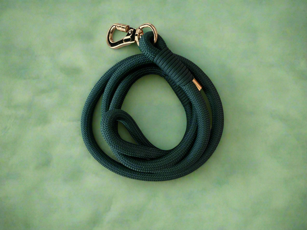 Forest Green Rope Leash Flexible and Lightweight