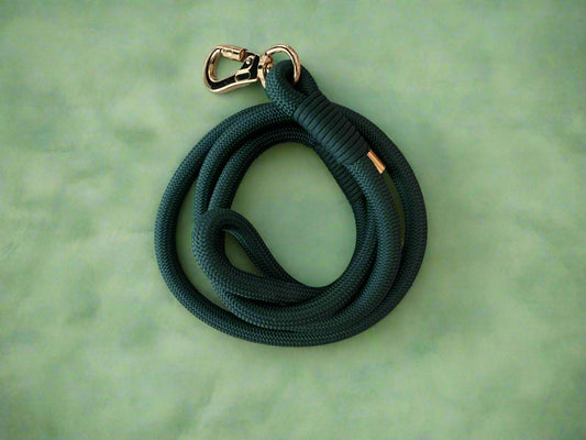 Forest Green Rope Leash Flexible and Lightweight