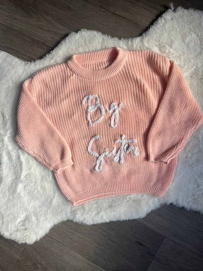 Personalised Hand Embroidery Brother/Sister Knitted Jumper