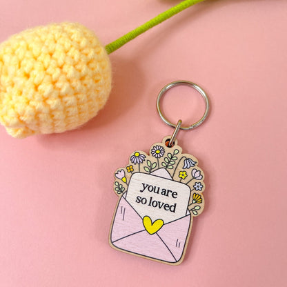 You Are So Loved Wooden Keyring
