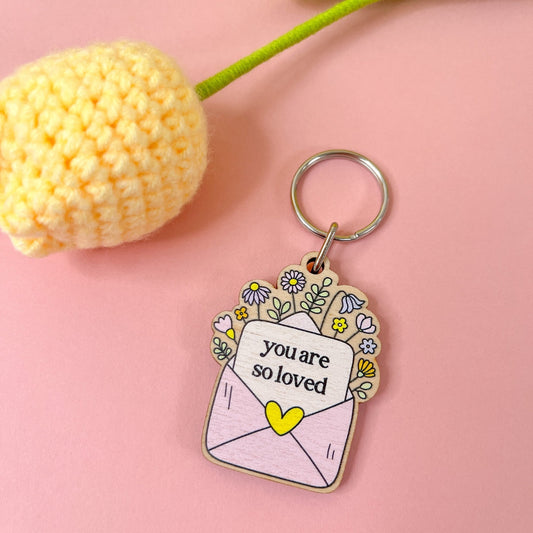 You Are So Loved Wooden Keyring