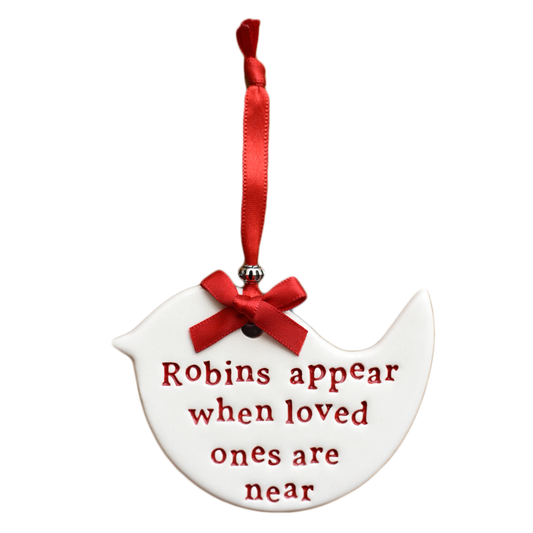 Robins appear Ceramic Hanging Heart