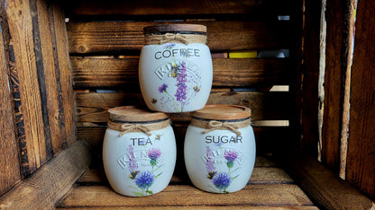 Tea, coffee and sugar canisters | kilner jars | Tea | Coffee | Sugar | Storage Jars | kitchen set