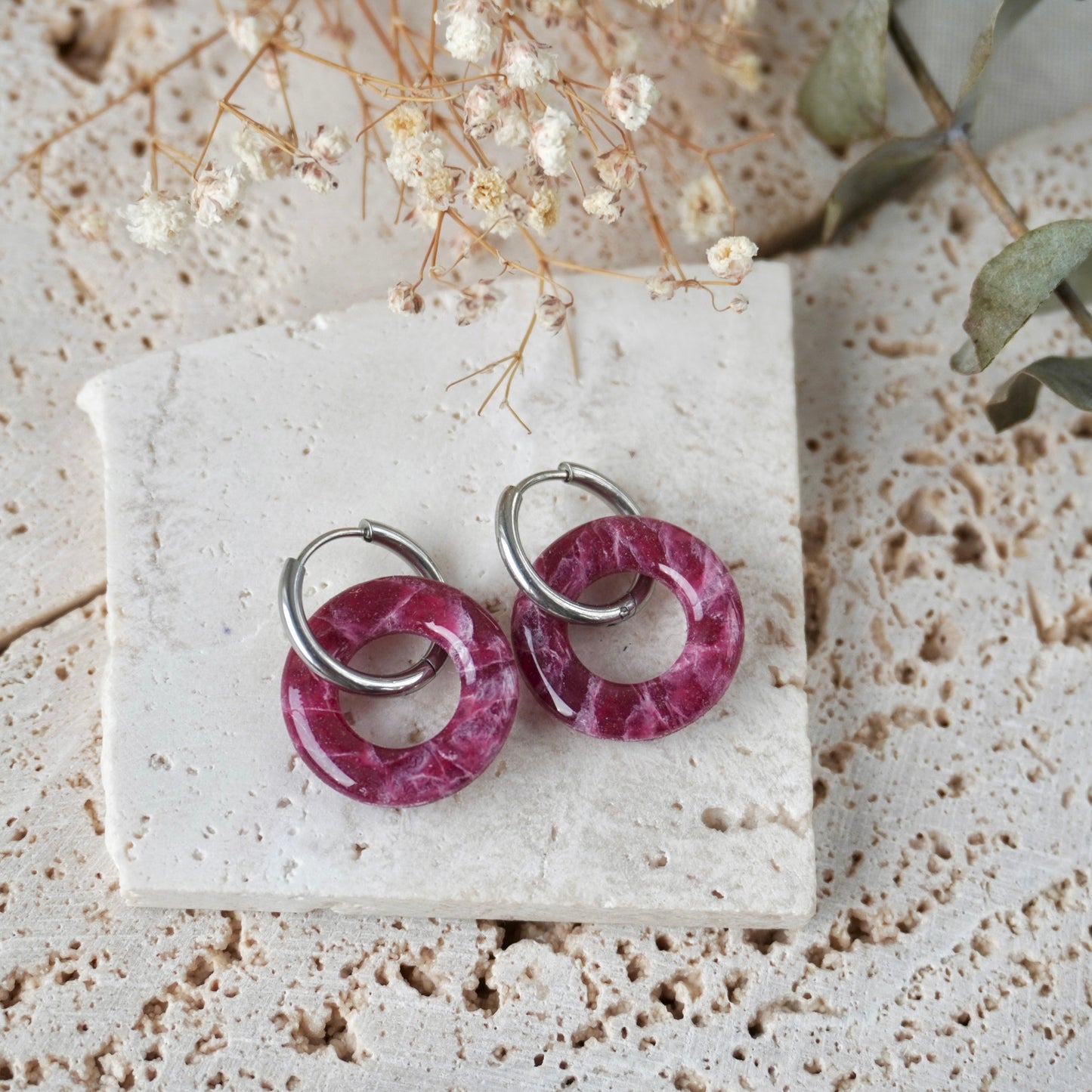 Quartz Huggie Hoops
