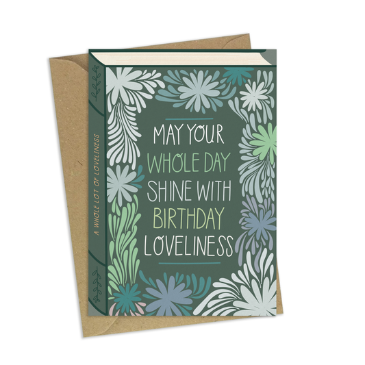 Birthday Loveliness Book Cover Card – Floral Book-Themed Greeting