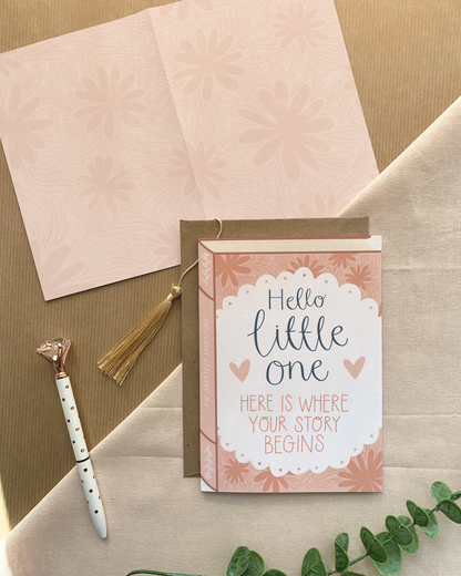 Hello Little One Baby Card – Book Style Gender Neutral New Baby Greeting
