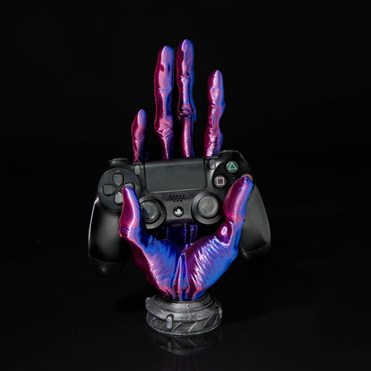 Creepy Hand Controller Stand – Iridescent Blue/Purple Chameleon Gamer Desk Decor