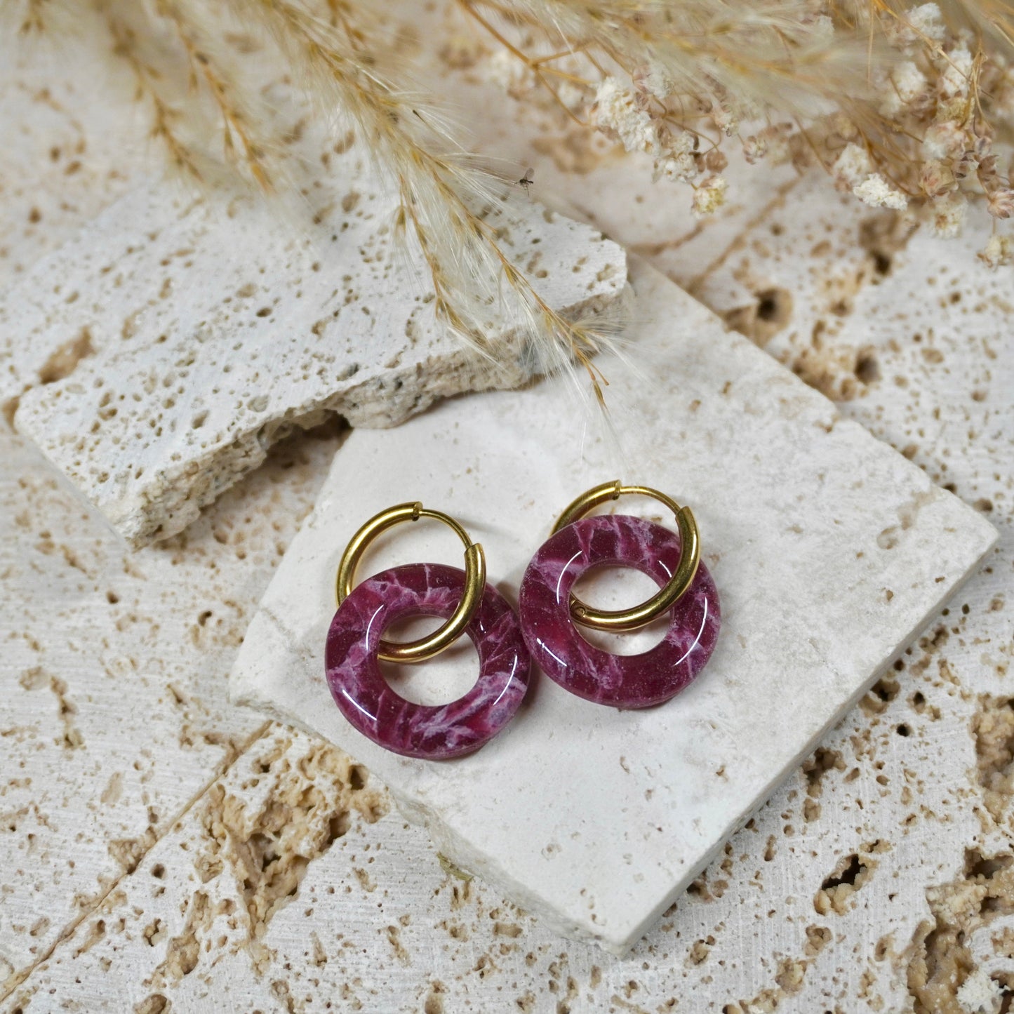Quartz Huggie Hoops