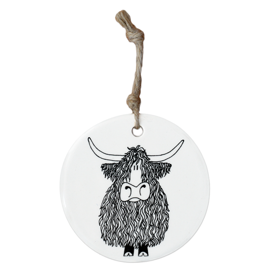 Highland Cow Ceramic Heart Keepsake