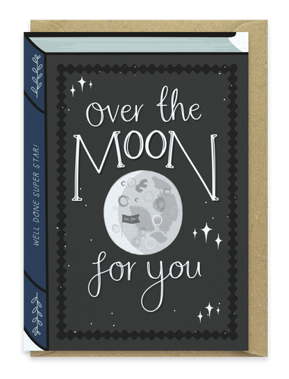 Over the Moon Book Cover Card – Well Done | Congratulations Card