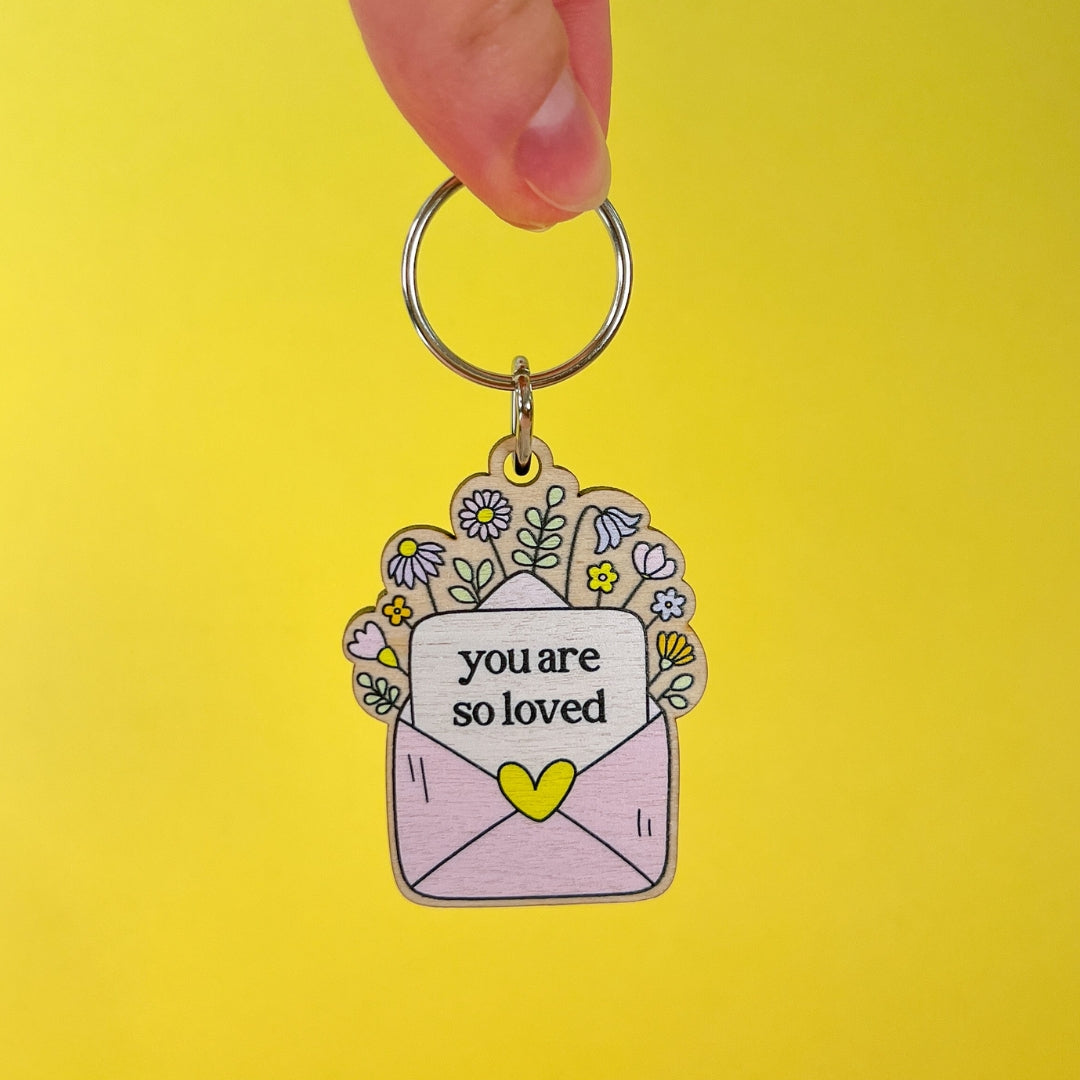 You Are So Loved Wooden Keyring