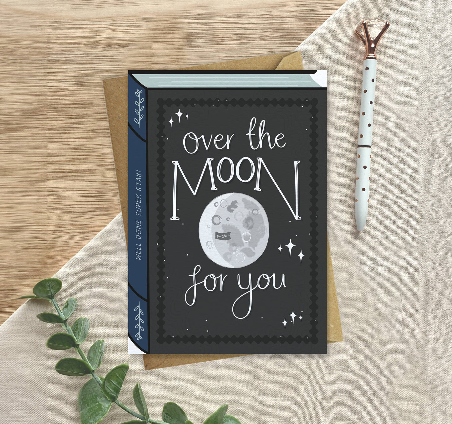 Over the Moon Book Cover Card – Well Done | Congratulations Card