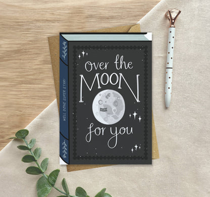 Over the Moon Book Cover Card – Well Done | Congratulations Card
