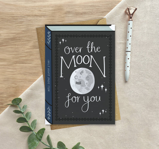 Over the Moon Book Cover Card – Well Done | Congratulations Card