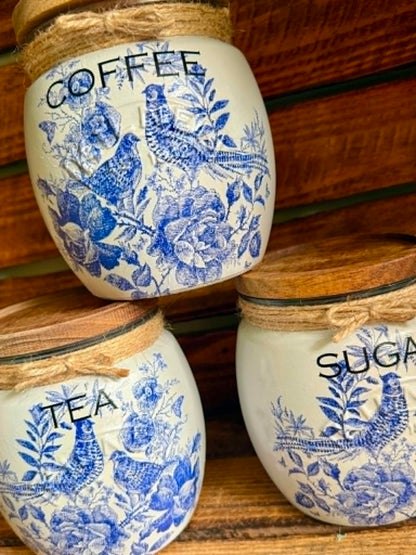 Tea, coffee and sugar canisters | kilner jars | Tea | Coffee | Sugar | Storage Jars | kitchen set