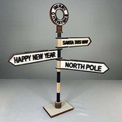 Christmas Direction Sign - Handmade Ornament by Curious Rabbit ®