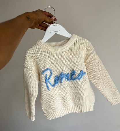 Personalised Hand Embroidery Children's Knitted Jumper
