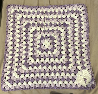 Handmade Lilac mix chunky baby pram blanket