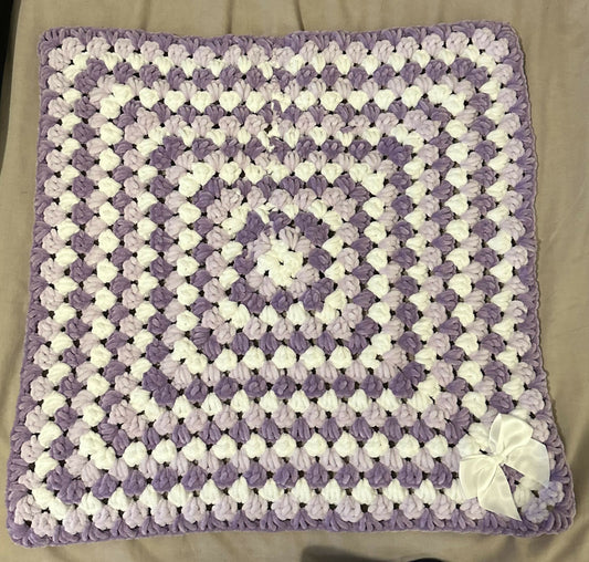 Handmade Lilac mix chunky baby pram blanket