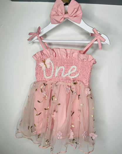 Hand Embroidery Custom Birthday Name/Age Tutu Dress
