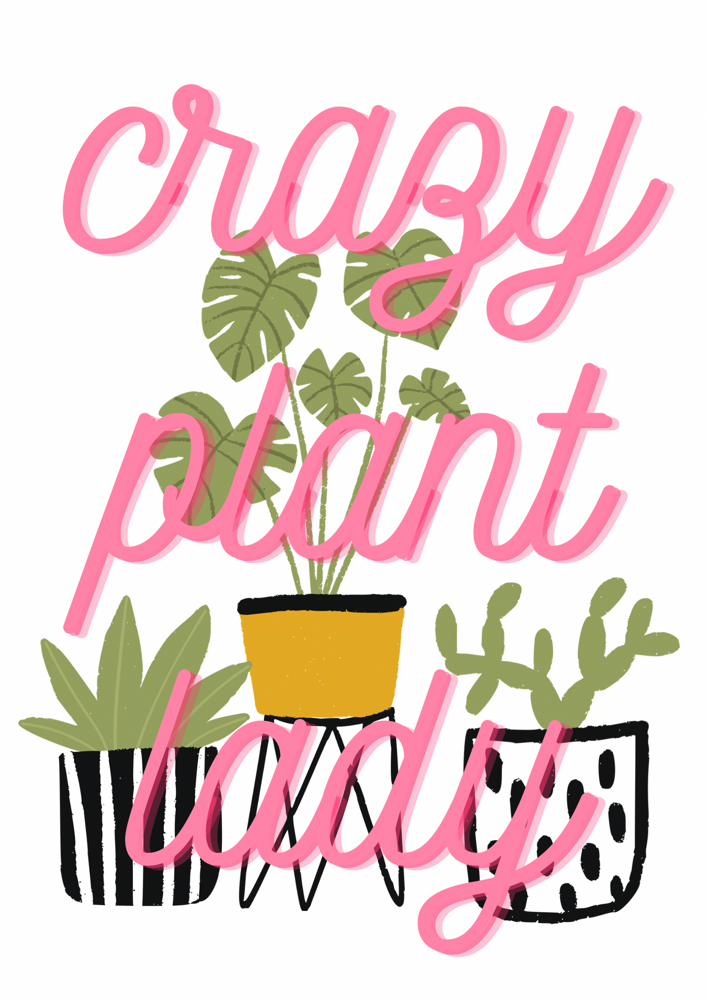Crazy plant lady print Wall Art: A4