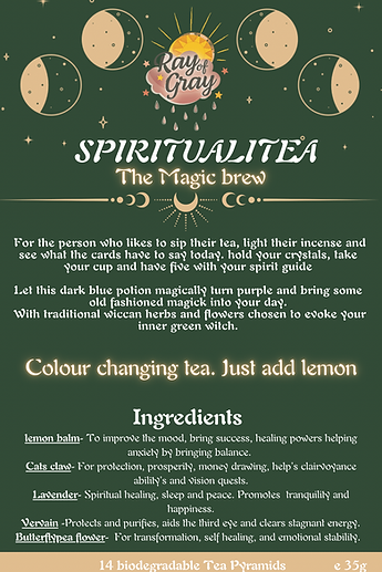 Biodegradable Tea Pyramid bags: Ray of Gray Spiritualitea- The Magic Brew x 14