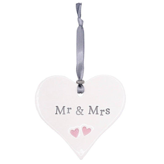 Mr & Mrs: Ceramic Hanging Heart