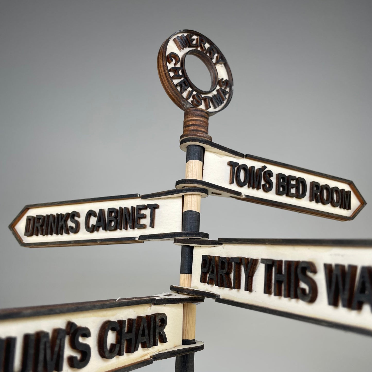 Christmas Direction Sign - Handmade Ornament by Curious Rabbit ®