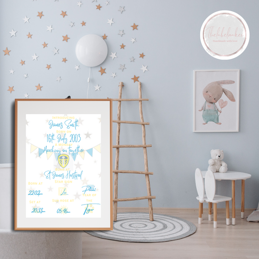 LUFC The Day You Were Born Birth Print