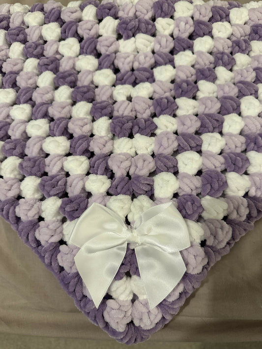 Handmade Lilac mix chunky baby pram blanket