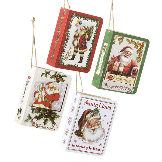 Vintage-Style Father Christmas Book Tree Decoration