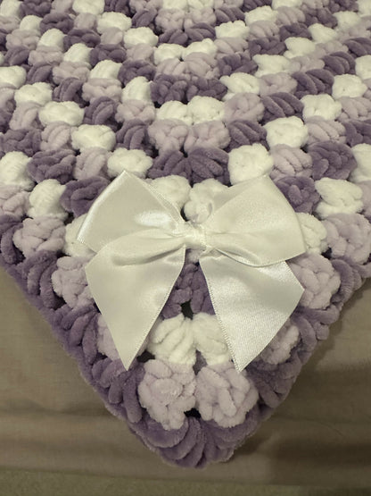 Handmade Lilac mix chunky baby pram blanket