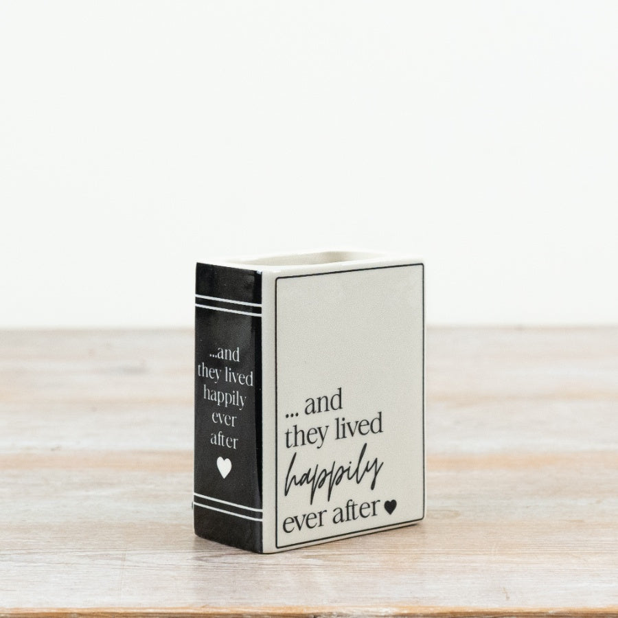 Book Vase: And They Lived Happily Ever After | Ceramic Book Shaped Vase 10.5cm