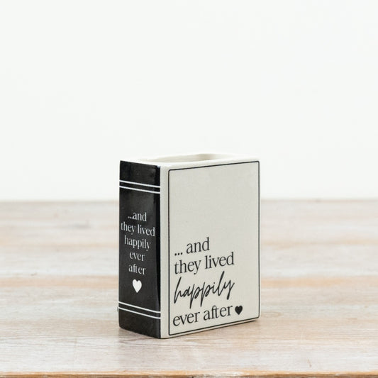 Book Vase: And They Lived Happily Ever After | Ceramic Book Shaped Vase 10.5cm
