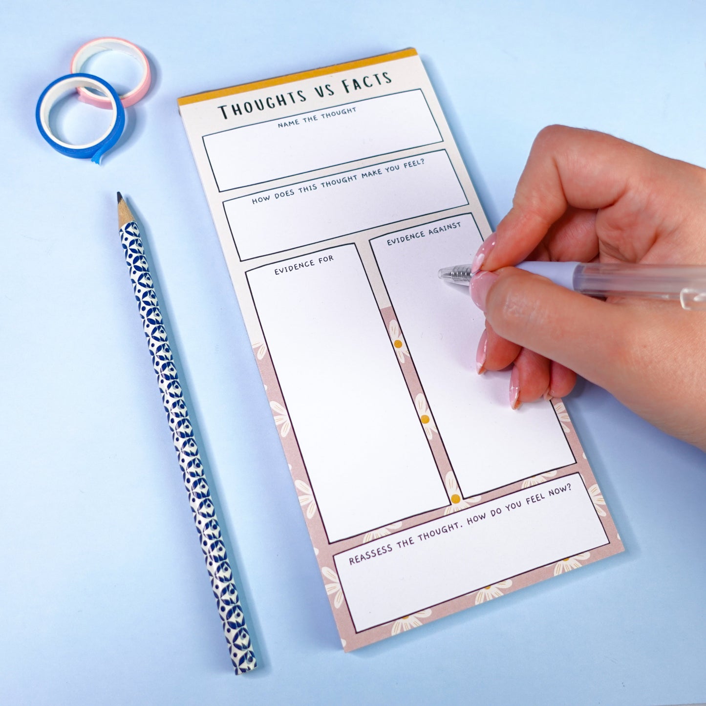 Thoughts vs Facts Notepad - Challenge Negative Thoughts