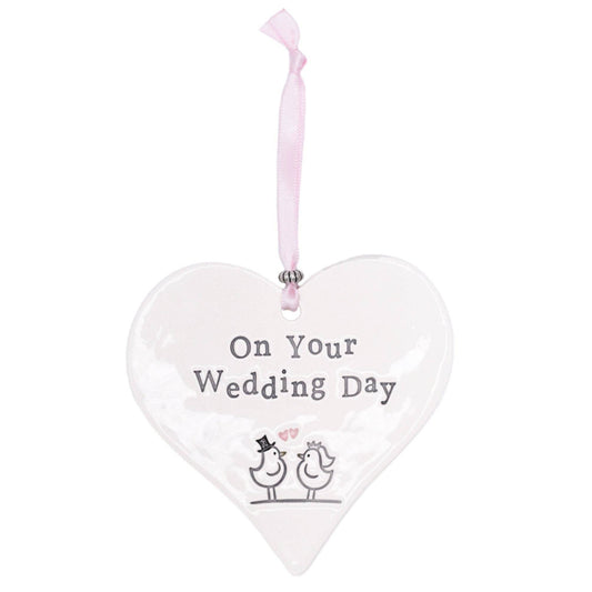 On Your Wedding Day Mr & Mrs: Ceramic Hanging Heart