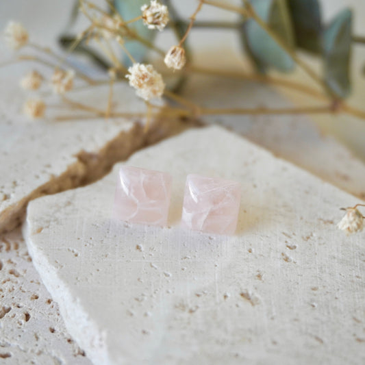 Quartz Medium Square Stud